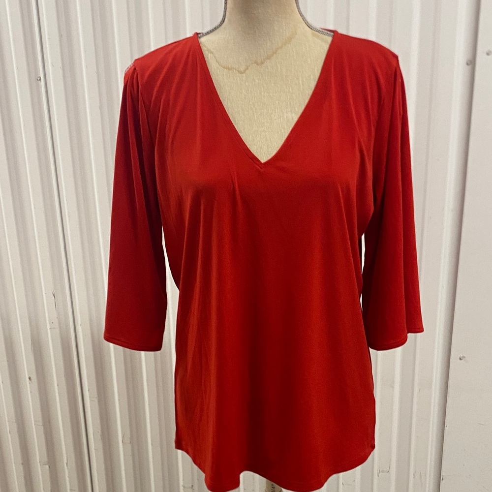 MICHAEL Michael Kors Red V-Neck Long Sleeve Top
